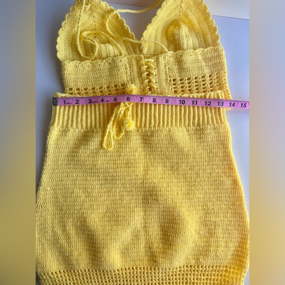 NEW Handmade 💛Rare Set, knit crochet skirt and bralette , crop top - Picture 4 of 7